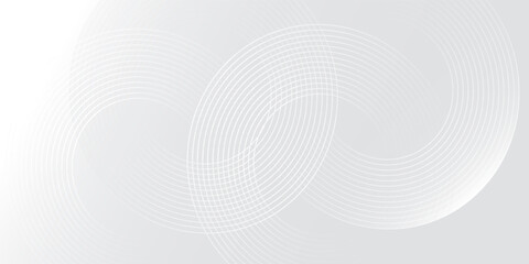 Naklejka premium Abstract white glowing geometric lines on gray background. Modern shiny blue circle lines pattern. Futuristic technology concept. Suit for cover, poster,