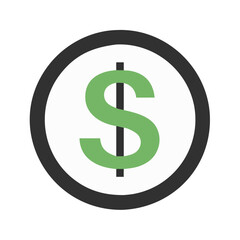 Green dollar symbol in a grey outlined circle