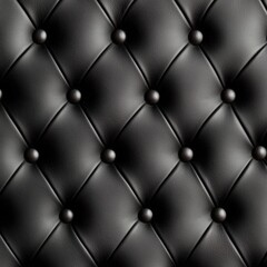 Naklejka premium Textured Black Leather Surface with Diamond Tufting and Buttons