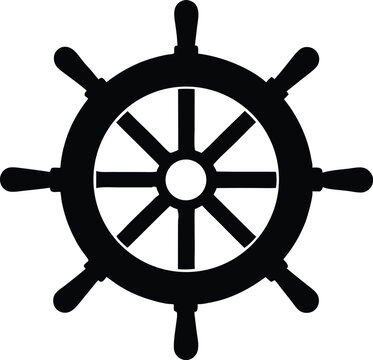 recommend clip art: Ship steering silhouette simple flat vector