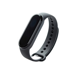 A gray or black fitness tracker with a dark screen and a silicone wristband, suitable for monitoring health and fitness activities.