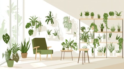 Sunny plant room interior design