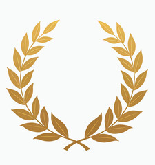 Golden laurel wreath, victory symbol on white