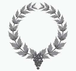 Gray Leaf Wreath with Grapes Illustration
