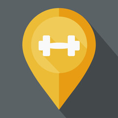 Obraz premium Gym Location Pointer with Dumbbell Icon