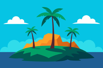 Obraz premium island-paradise-with-palm-trees---anime-landscape