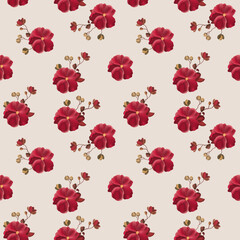 Romantic seamless pattern with vintage flowers in watercolour style. Wallpaper, background 