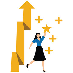 Businesswoman hold star value with plus sign representing value added growth