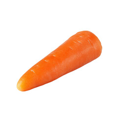 A single, vibrant orange carrot, angled slightly, presented against a subtly colored background.