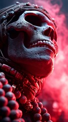 Ah Puch the Maya god of death depicted as a skeletal figure surrounded by mist