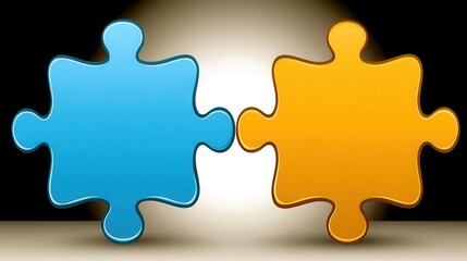 Obraz premium Based Cloud Service Provider Concept. Blue and Orange Puzzle Pieces on a Bright Background Representing Connection and Unity Concept