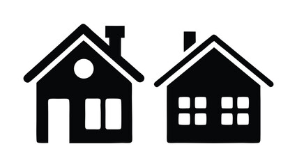 Fototapeta premium Different House silhouette on white background. vector set of houses icons