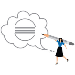 Businesswoman write message on speech bubble to communicate effectively in writing