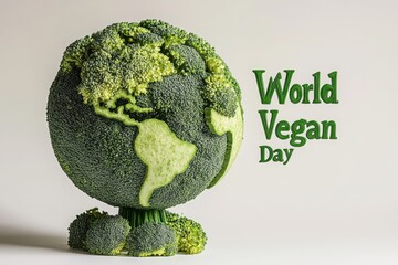 Broccoli globe showing continents for world vegan day