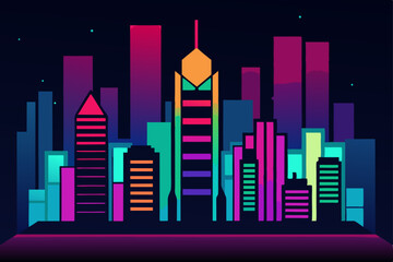 Fototapeta premium city-skyline-in-neon-lights-and-vivid-colors 