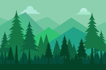 Fototapeta premium vector illustration of forest landscape