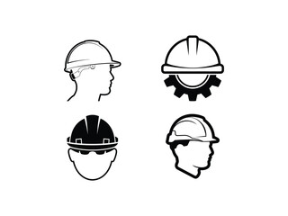 Fototapeta premium Hard Hat Vector Silhouettes: Construction Safety Gear