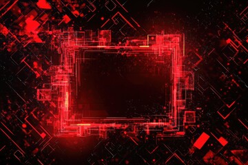 Obraz premium A Futuristic Red Frame Displayed Against Black Technology Lines