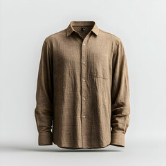 Brown Linen Shirt 3D Render