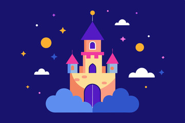 Naklejka premium dreamy-kingdom-illustration-with-stars