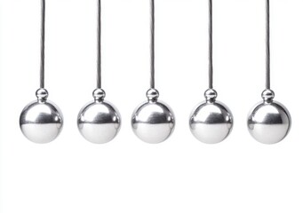 Pendulum Balls in Motion Above a White Background for Scientific Use