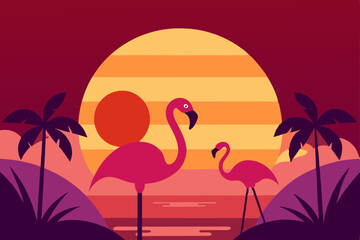 Obraz premium flamingo-sunsets-and-technicolor-trees