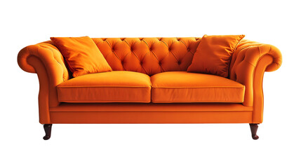 Fototapeta premium Modern Orange Sofa Isolated on White Background - Professional Interior Design Concept
