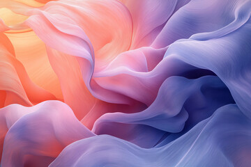 Fototapeta premium Extremely delicate texture. luxury fashion texture elegant minimalism photoshooting, realistic high-resolution close-up, natural silk fabric, soft texture, slightly wrinkled, violet, rose, warm orange