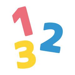 Naklejka premium カラフルな数字のベクターイラスト：1、2、3のシンプルなデザイン - Colorful Number Vector Illustration: Simple Design of 1, 2, 3