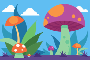 Naklejka premium giant-mushrooms-and-fantasy-flora---anime-style 