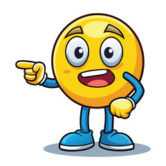 Happy Emoji Character Pointing