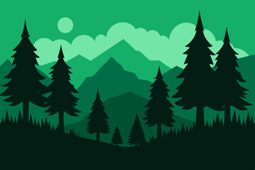 Obraz premium hand-drawn-forest-silhouette-landscape