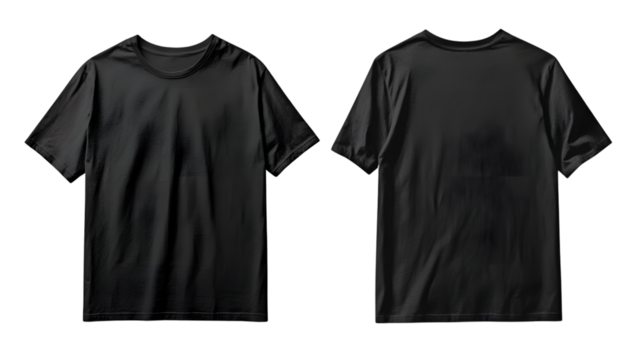 Professional Black T-Shirt Template From Two Sides Isolated Design