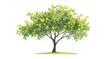 Obraz premium A large tree with green leaves is the main focus of the image