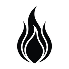 Minimalist Black Flame Icon – Abstract Fire Symbol Vector