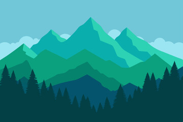 Naklejka premium mountain-range-with-forest-in-foreground