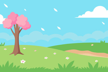 Obraz premium quiet-spring-meadow-with-anime-aesthetic