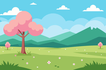 Obraz premium quiet-spring-meadow-with-anime-aesthetic