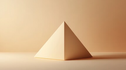 Fototapeta premium The shape of a 3d triangular wedge against a subtle minimalist gradient background illustration