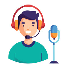 3D Render of Headphones with Mic on Man?s Head ? Vector Illustration, Cartoon, Clipart, and Line Art Design for Print 4.eps