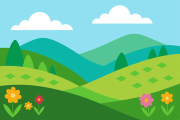 Obraz premium rolling-hills-with-wildflowers-in-bloom