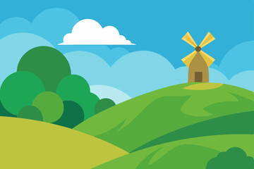 Fototapeta premium rural landscape with windmill