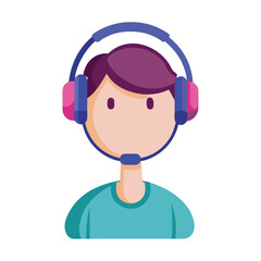 3D Render of Headphones with Mic on Man?s Head ? Vector Illustration, Cartoon, Clipart, and Line Art Design for Print 2.eps
