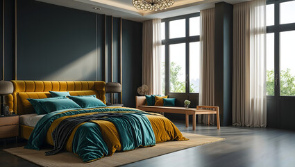 Luxurious modern bedroom during the day with simple design-6