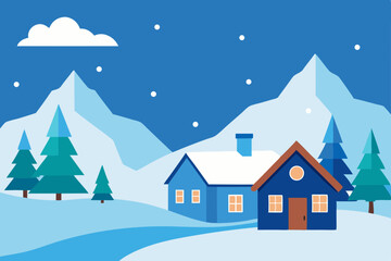 winter landscape with house