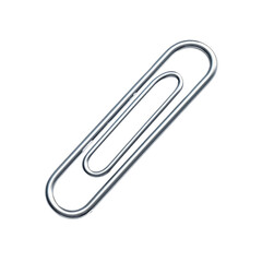 Fototapeta premium Metal paper clip alone isolated on PNG transparent background, cut out