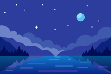 night landscape with moon