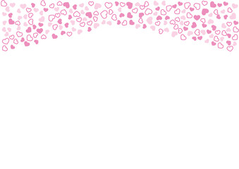 ハート柄の背景 桃色系の3色 フチと単色 ハート