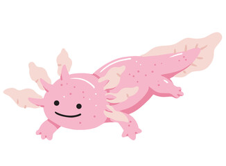 Happy Pink Axolotl Swimming