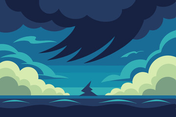 vector illustration of a tropical island in the sea